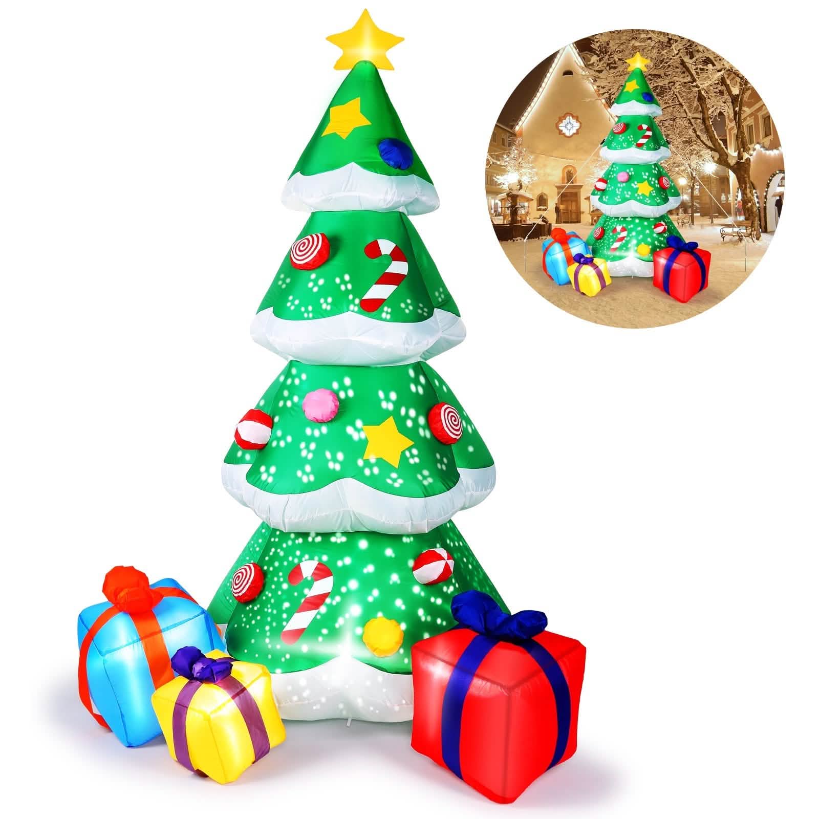 7 Ft. Inflatable Christmas Tree Santa Decor with LED Lights