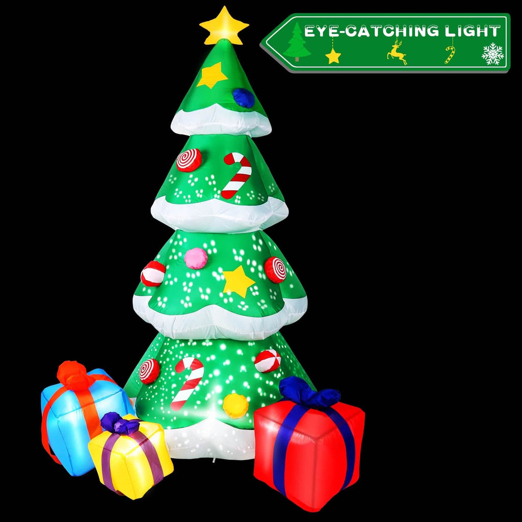 7 Ft. Inflatable Christmas Tree Santa Decor with LED Lights