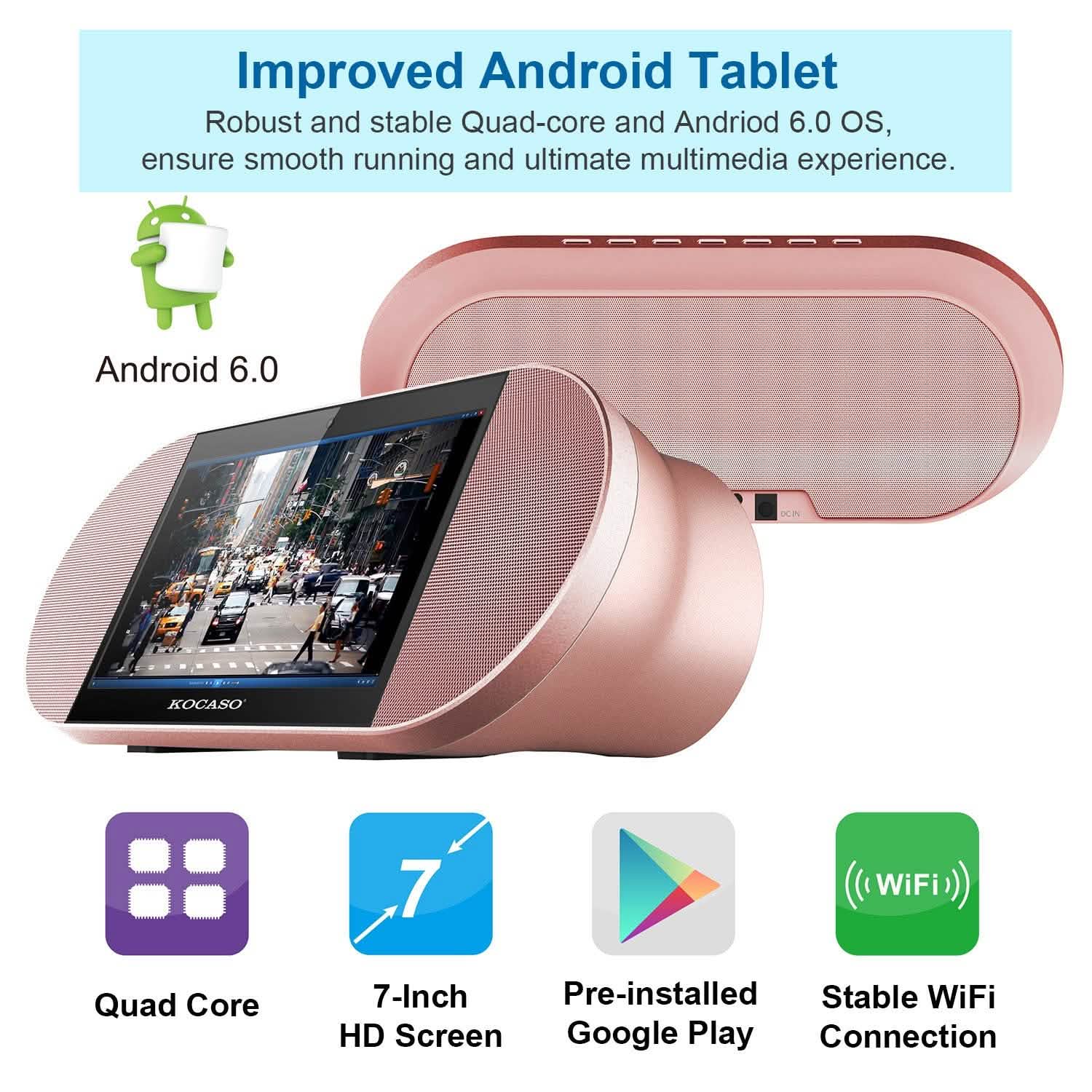 7-Inch Touch Screen Android Tablet PC with Wireless Speaker