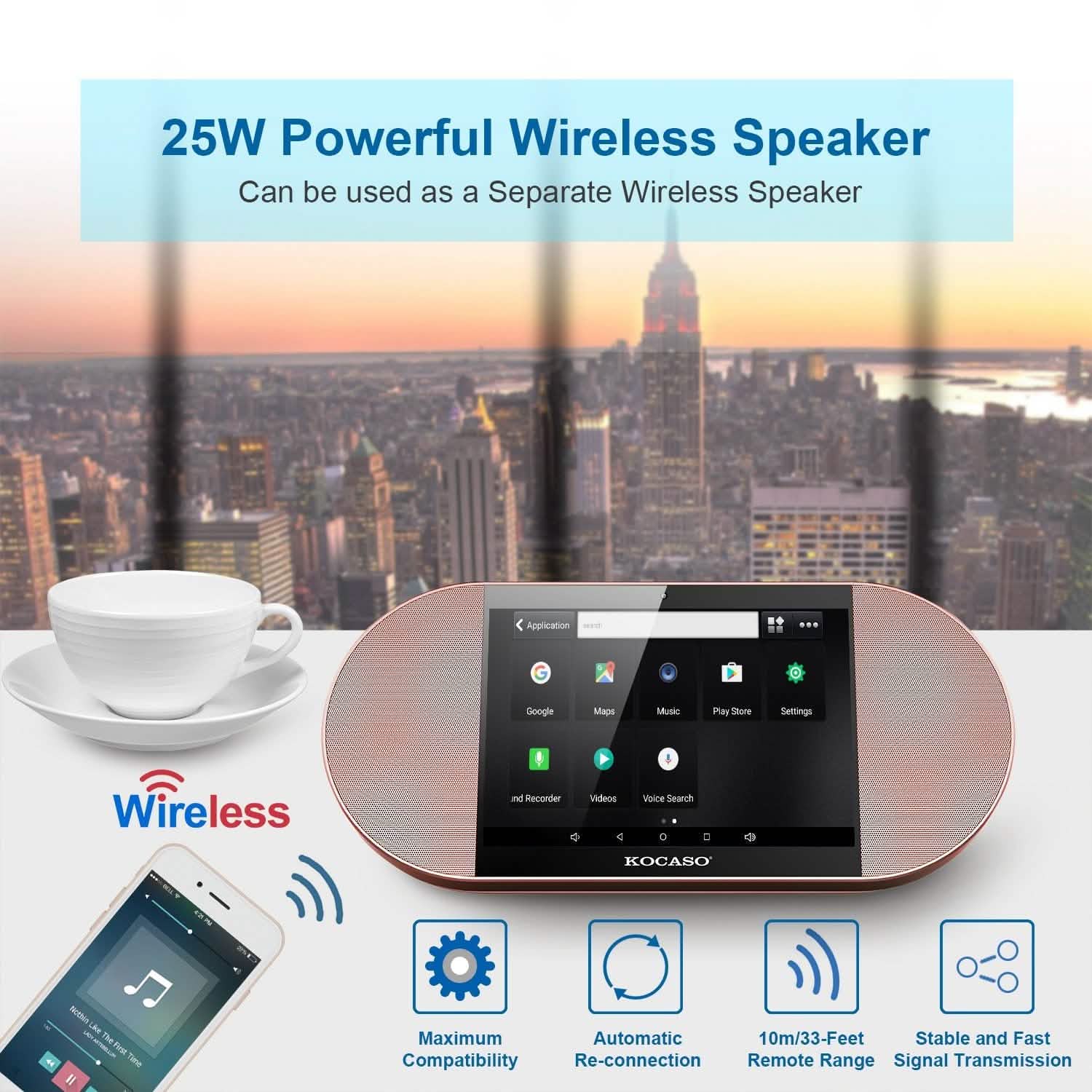 7-Inch Touch Screen Android Tablet PC with Wireless Speaker