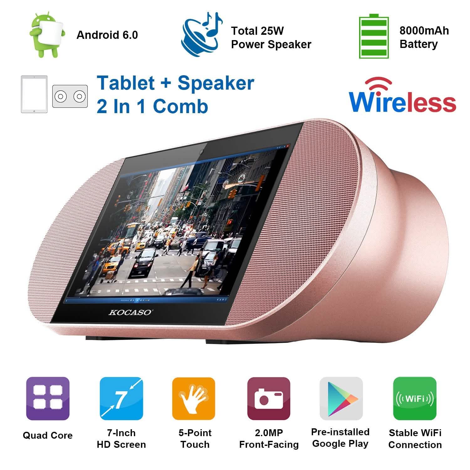 7-Inch Touch Screen Android Tablet PC with Wireless Speaker
