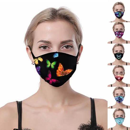 7-Pack: Butterfly Designed Fabric Masks