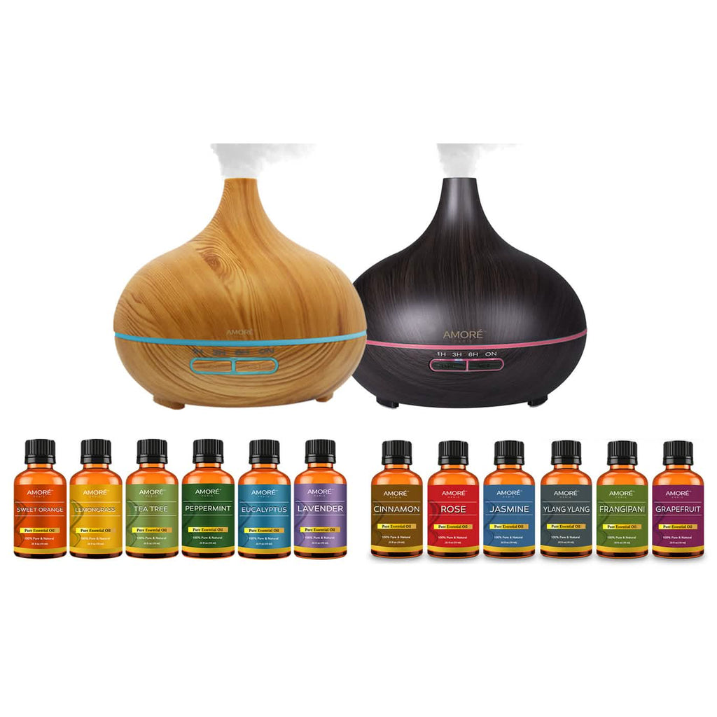 7-Pack: Ultrasonic Essential Oil Diffuser With Essential Oils