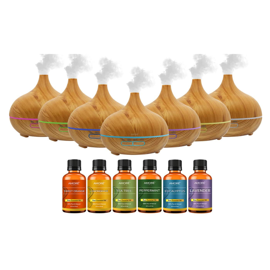 7-Pack: Ultrasonic Essential Oil Diffuser With Essential Oils