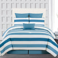 7-Piece: Cabana Stripe Reversible Hypoallergenic Comforter Set