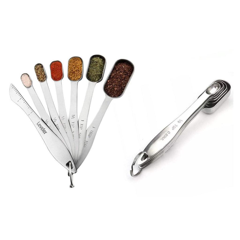 7-Piece: Heavy Duty Stainless Steel Metal Measuring Spoons