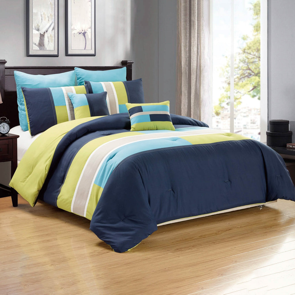 7-Piece: Luxury Bordered Queen Comforter Set