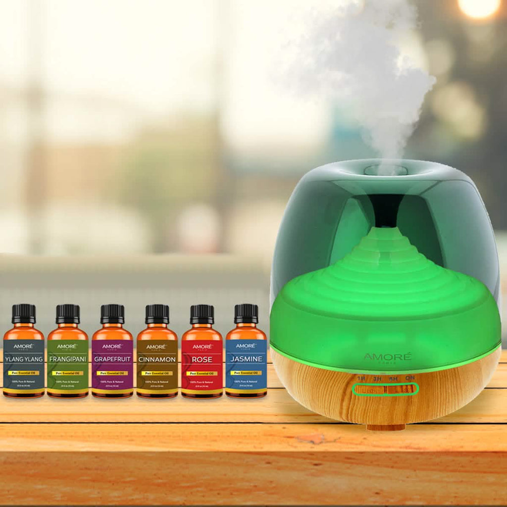 7-Piece: Premium Ultrasonic Aromatherapy Cool Mist Humidifier Diffuser with Essential Oil Gift Set