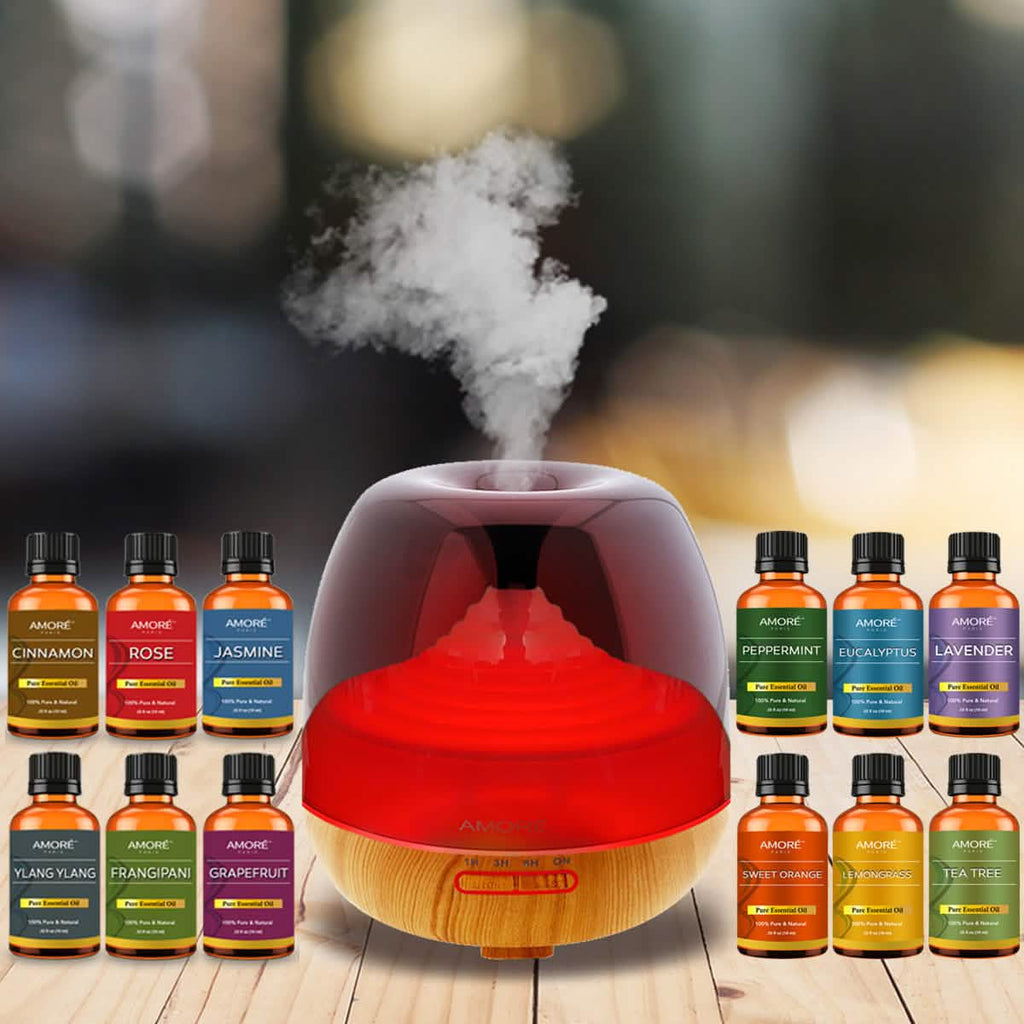 7-Piece: Premium Ultrasonic Aromatherapy Cool Mist Humidifier Diffuser with Essential Oil Gift Set