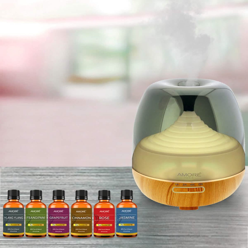 7-Piece: Premium Ultrasonic Aromatherapy Cool Mist Humidifier Diffuser with Essential Oil Gift Set