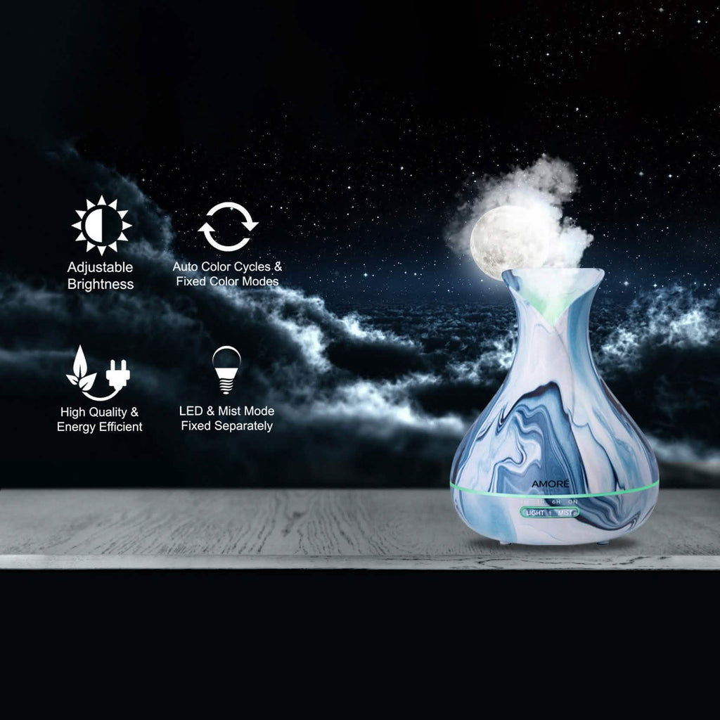 7-Piece Set: Hydro Dipped Ultrasonic Aromatherapy Diffuser With Essential Oil Gift Set