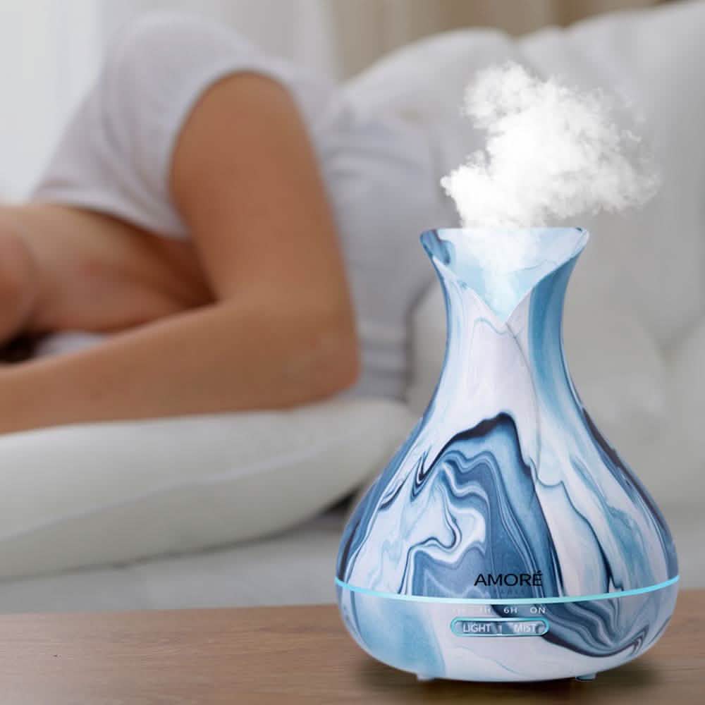 7-Piece Set: Hydro Dipped Ultrasonic Aromatherapy Diffuser With Essential Oil Gift Set
