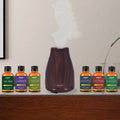 7-Piece Set: Natural Wood Grain Cool Mist Aromatherapy Diffuser With Essential Oil