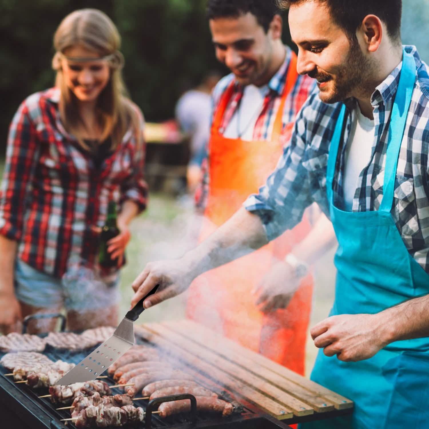 7-Piece Set: Stainless Steel BBQ Grilling Utensil Tools