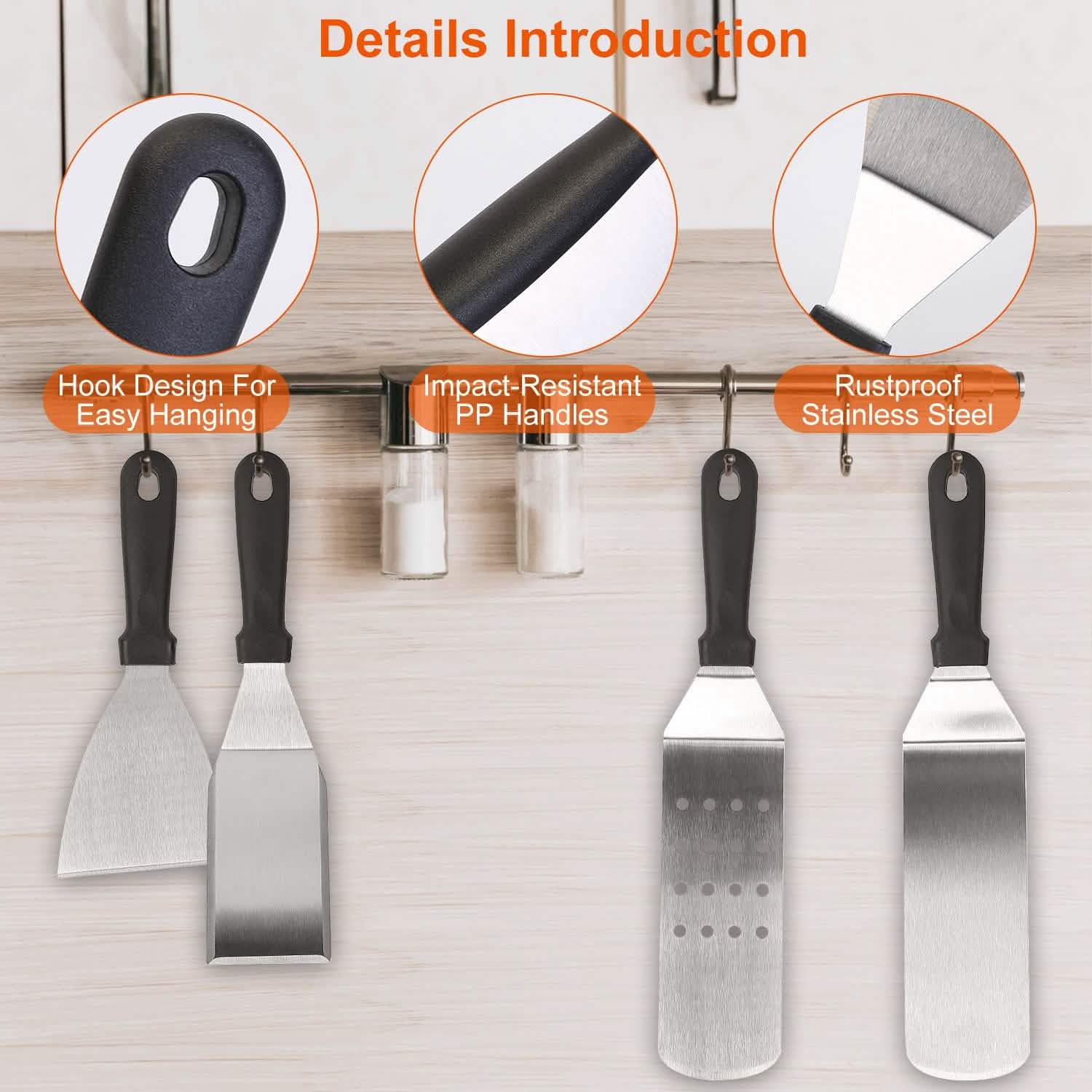 7-Piece Set: Stainless Steel BBQ Grilling Utensil Tools