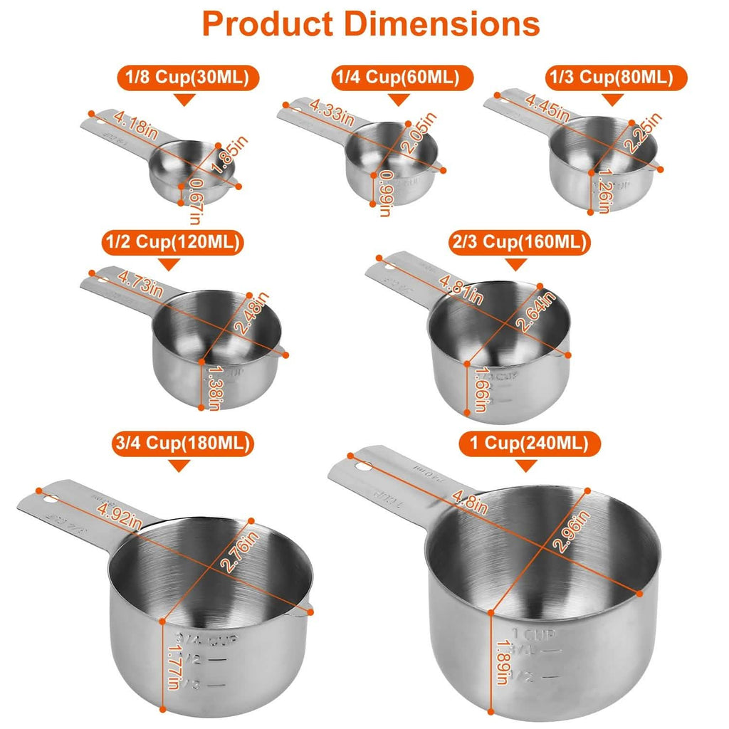 7-Piece: Stainless Steel Measuring Cups