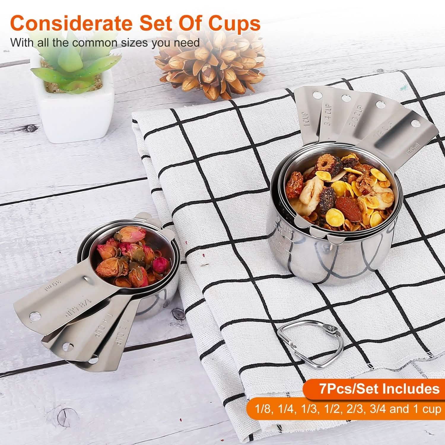 7-Piece: Stainless Steel Measuring Cups