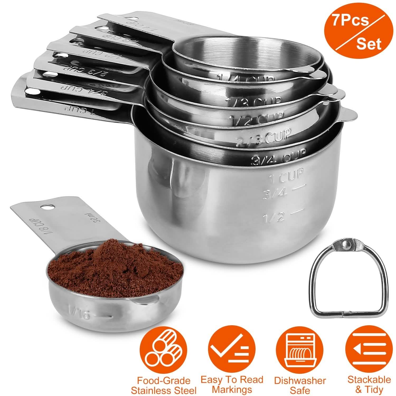 7-Piece: Stainless Steel Measuring Cups