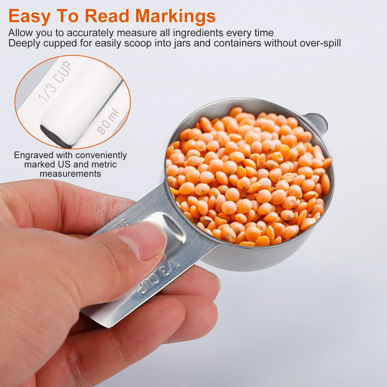 7-Piece: Stainless Steel Measuring Cups