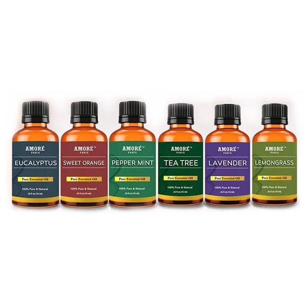 7-Piece: Ultrasonic Cool Mist Wood-Look Aroma Diffuser with Essential Oils