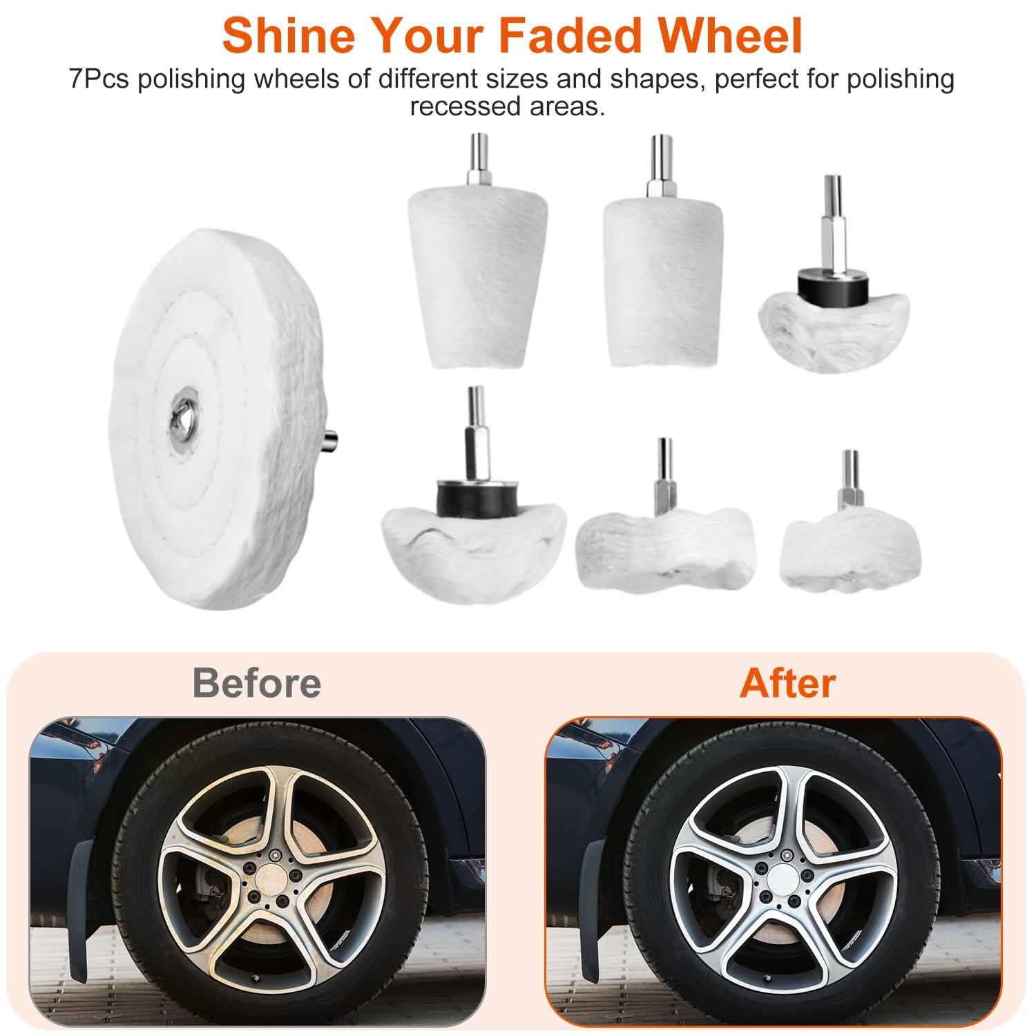 7-Pieces Set: Wheels Polishing Pads Car Buffing
