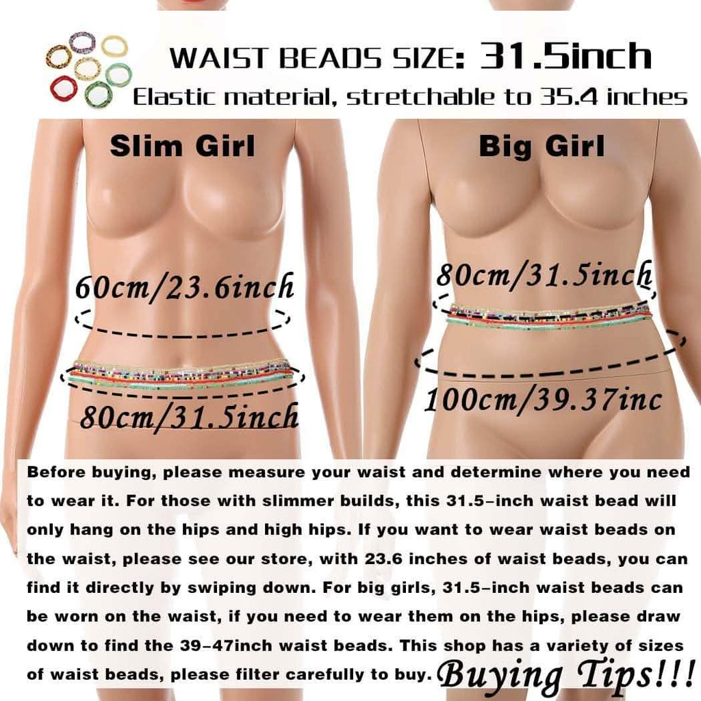 7-Pieces: Women Waist Bead Chain Belly Chain Beach Jewelry
