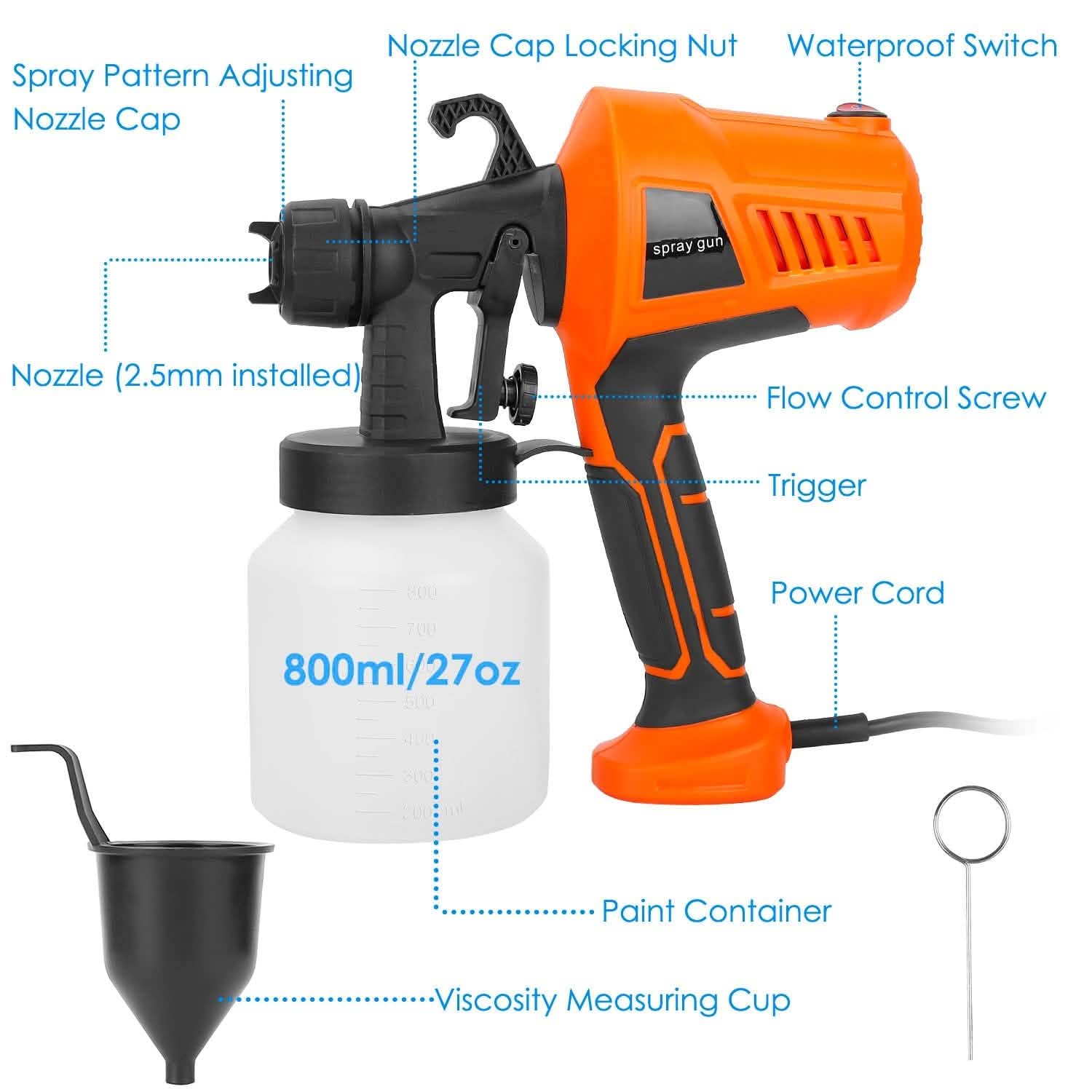 700W Electric Paint Sprayer Handheld HVLP Spray Painter