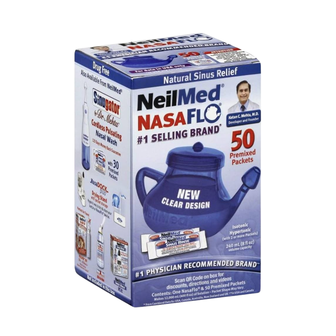 NeilMed Sinus Rinse Complete Kit (50 Packets + Bottle)