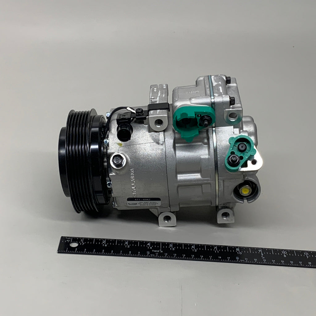 DENSO A/C Compressor With Clutch Silver/Black/Green 27722 471-6042