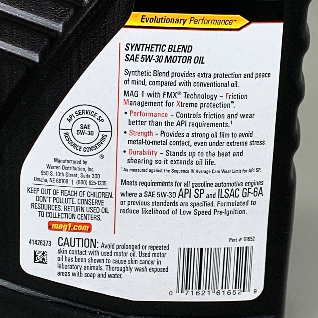 MAG1 (6 PACK!) Conventional FMX Technology SAE 5W-30 Motor Oil 1 QT Per Bottle 61652