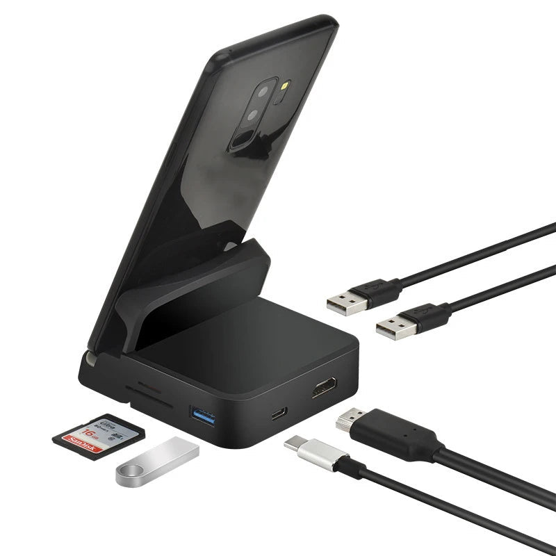 8 in 1 Type C HUB Docking Station Phone Stand USB C To HDMI-compatible Dock Power Charger Adapter For MacBook For Samsung HUAWEI