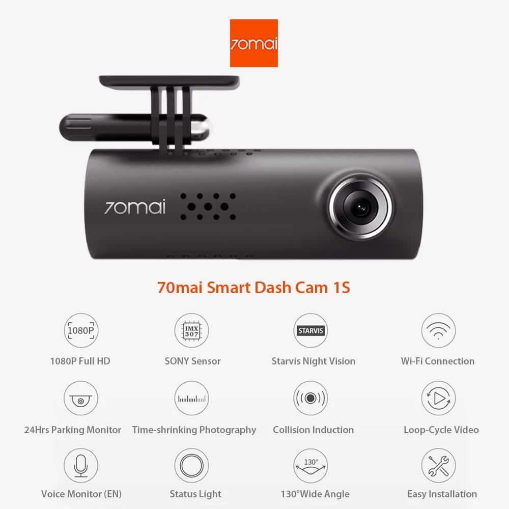 70mai Smart Dash Cam - 1S Car DVR 1080P HD Night Vision Voice Control