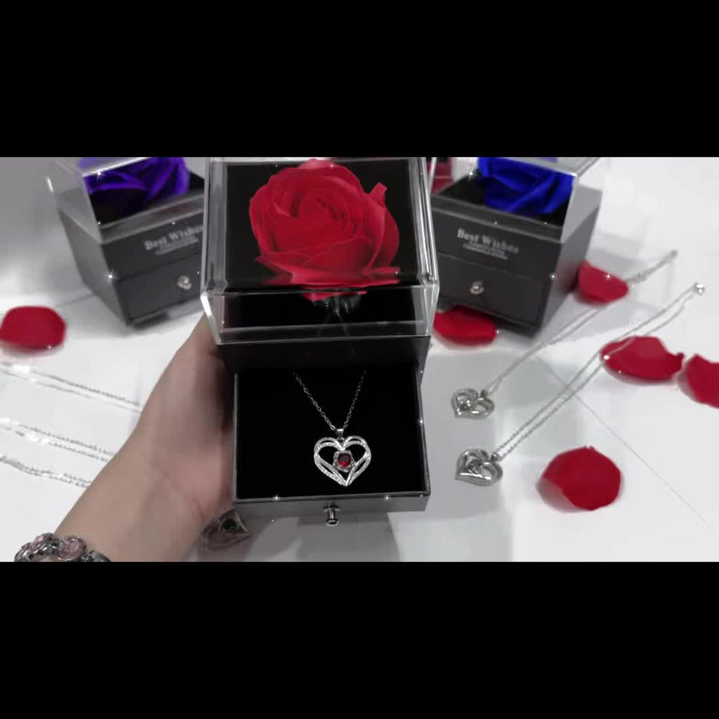 Permanent Rose Gift Box, Love Rose Multi Pendant Necklace, Women's Simple and Exquisite Jewelry, Gift for Mother, Lover, Best Friend, New Year's Gift, Mother's Day Gift, Birthday Gift, Party, Thanksgiving Gift, Allergen resis