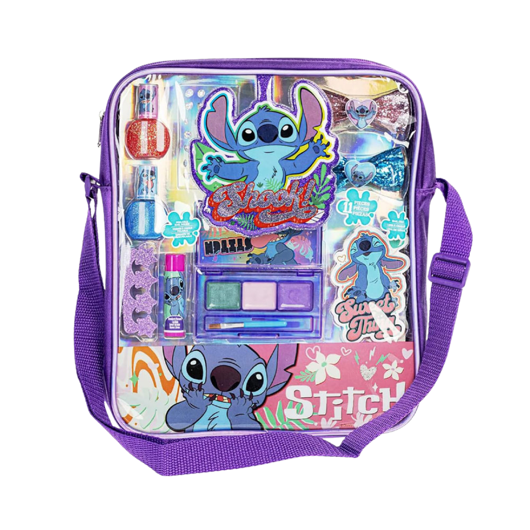 Disney Stitch Cosmetic Beauty Gift Set with Carry Bag (11 Pcs)