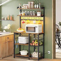 Bakers Rack with Power Outlet Coffee Bar Shelf