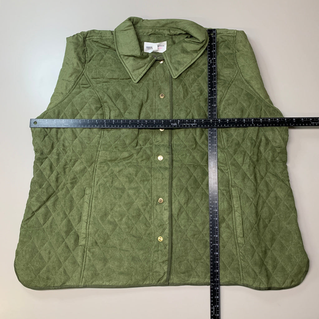 BRIDGE HAMPTON ISSAC MIZRAHI LIVE! Faux Suede Coat Full Snap Up Basil Size 5X