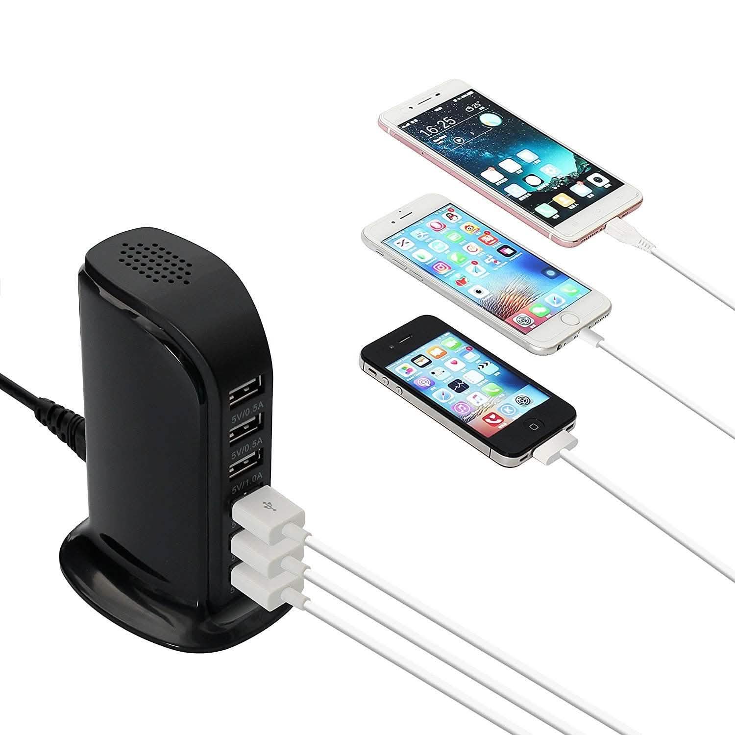 40-Watt 6-Port USB Charging Station for Smart Phones and Tablets
