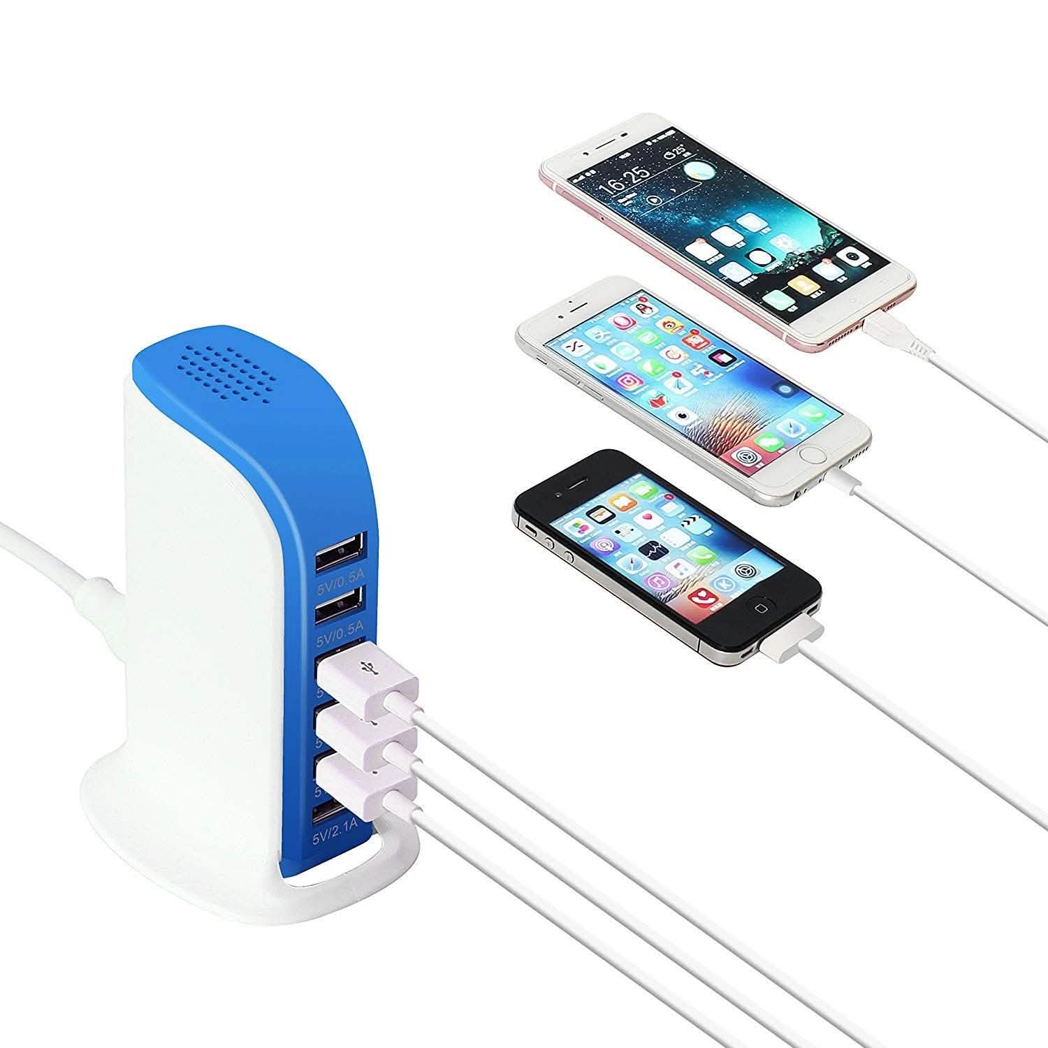 40-Watt 6-Port USB Charging Station for Smart Phones and Tablets