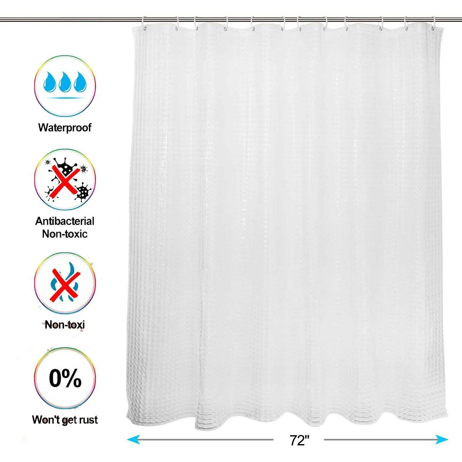72 Inch FITNATE EVA Shower Clear Curtain Liner