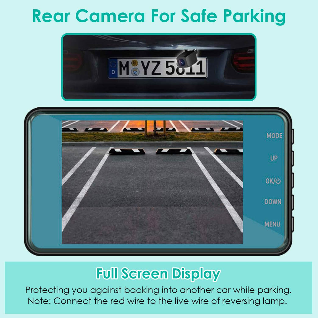 720P Dual Dash Car Camera Recorder with Motion Detection Light