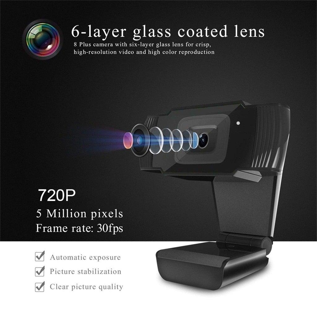 720p HD Webcam with Mic Rotatable PC Desktop Web Camera Cam Mini Computer WebCamera Cam Video Recording Work Video Calling and Recording For Camera Desktop OR Laptop Gaming Conferencing & Working