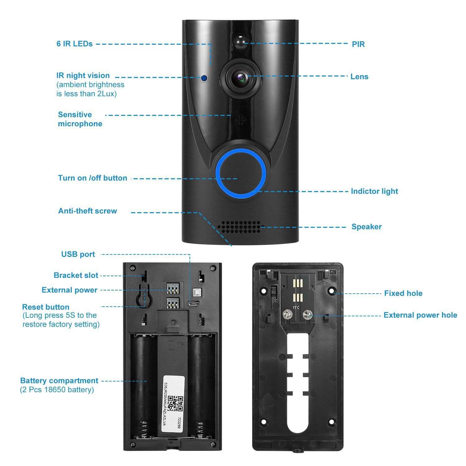 720P HD WiFi Video Doorbell