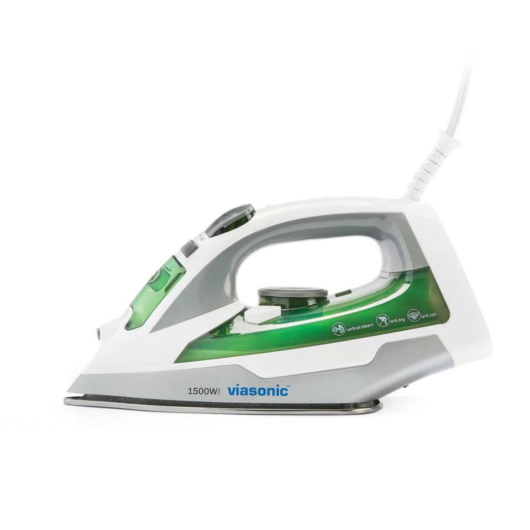 Viasonic 1500W Steam Iron with Anti-Drip and Anti-Calc Features