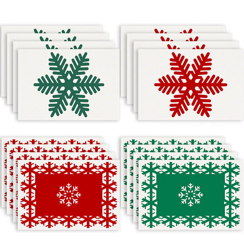 Christmas snowflake print placemat Christmas party decoration table mat living room dining table insulation mat