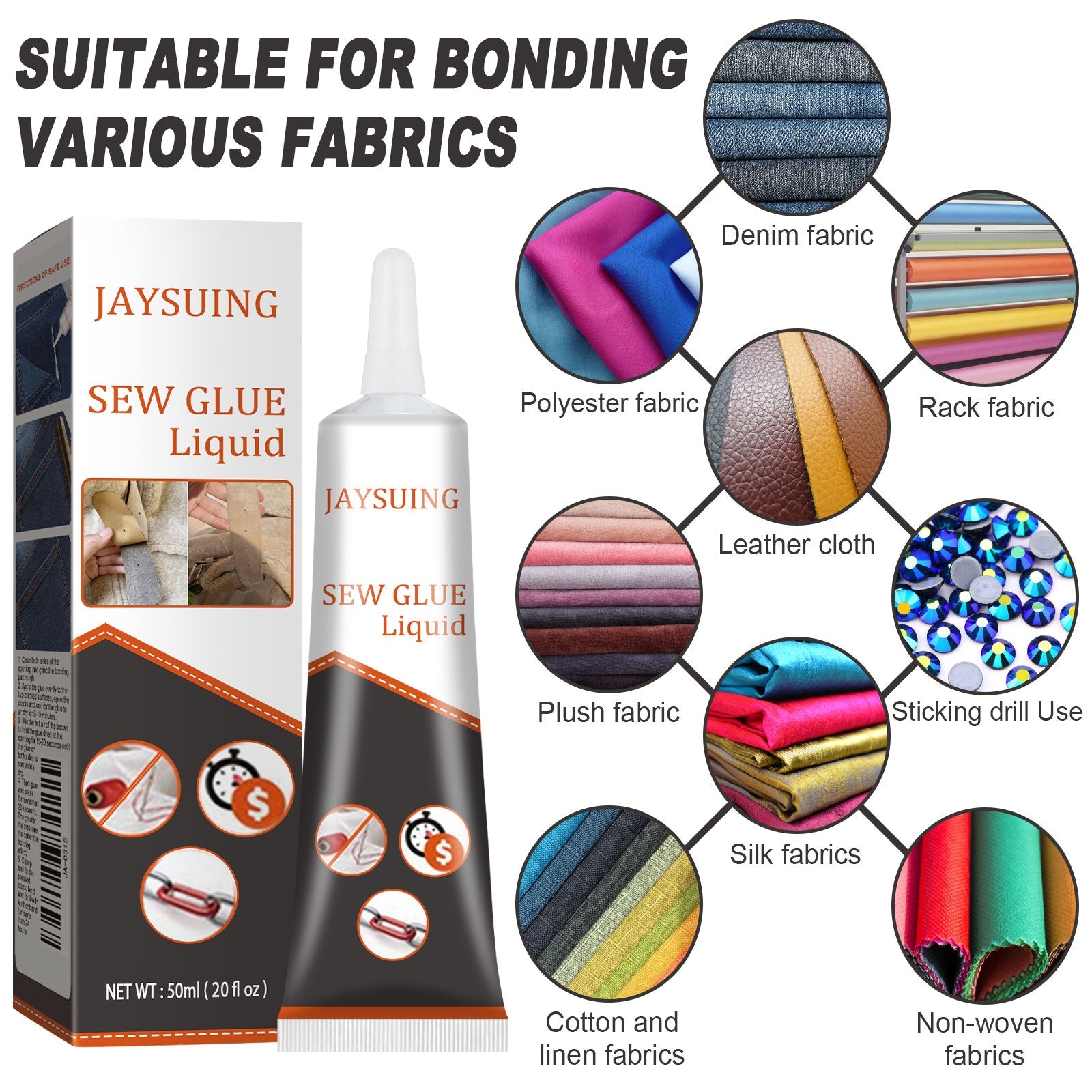 Fabric Sewing Glue, Fabric Sewing Rubber Shoe Pad Clothes Jeans Torn Repair Fabric Glue