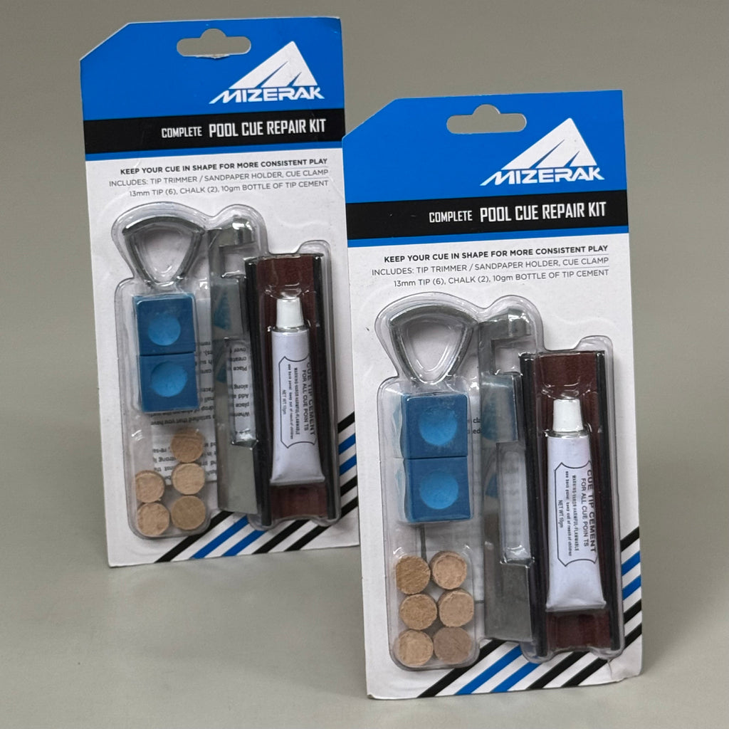 MIZERAK (2 PACK) Complete Pool Cue Repair Kit 6 Piece 13mm Replacement Tips P1812