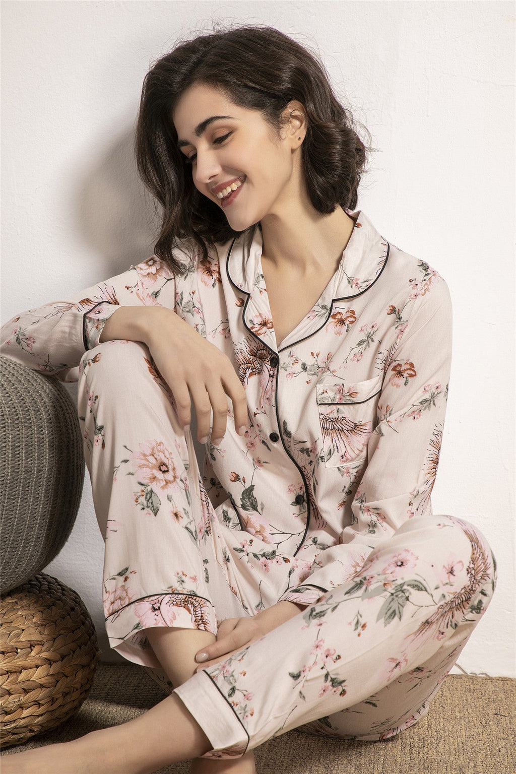 New Product Thin Cotton Silk Long-sleeved Trousers Home Service