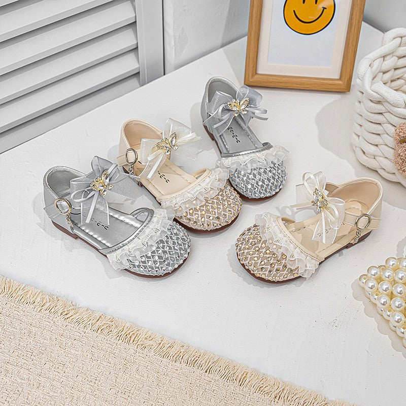 2026 Summer New Girls Woven Closed-Toe Sandals, Soft Sole Anti-Collision Lightweight Princess Performance Sandals For Kids
