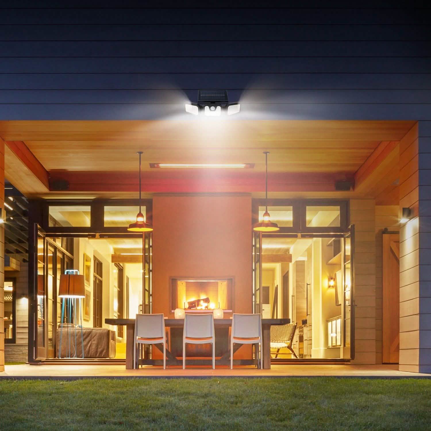 74 LEDs 3 Adjustable Solar Head Motion Sensor Flood Light