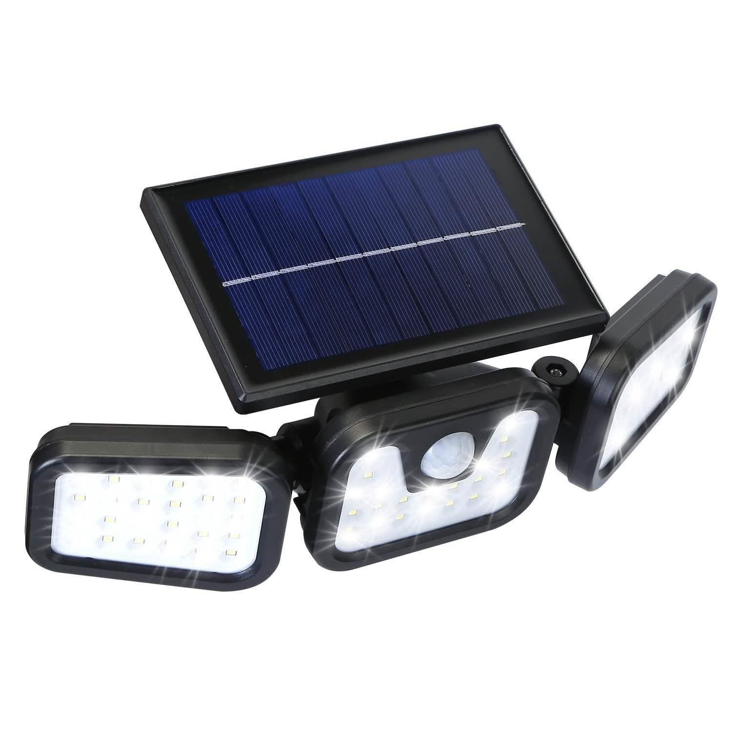 74 LEDs 3 Adjustable Solar Head Motion Sensor Flood Light